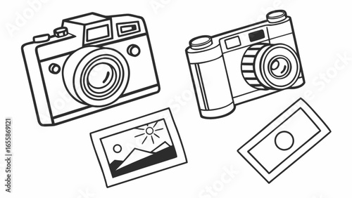 Vintage camera photography equipment illustration for photographers and camera enthusiasts design asset