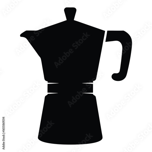 A simple black vector illustration of a classic Moka coffee maker