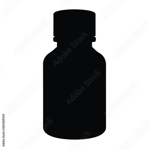 Silhouette of a Plastic Bottle used for Medicines or Chemical products