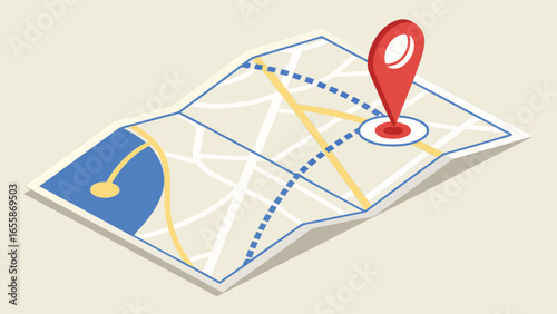 Map with red pin location marker gps navigation route destination travel guide and direction vector image