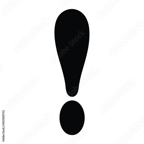 Bold black exclamation mark on a   symbolizing alert