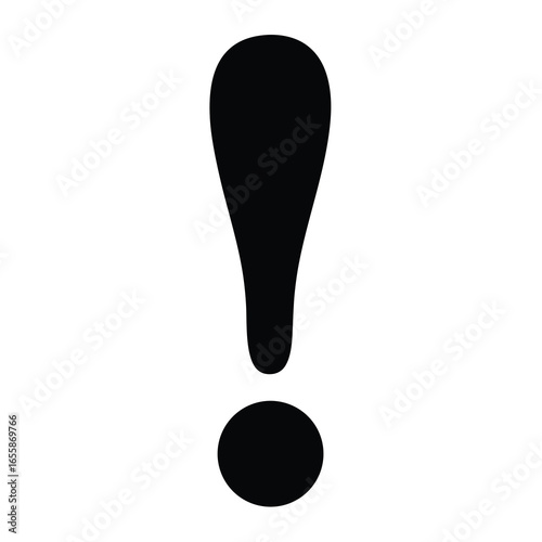 Black exclamation mark symbol of warning and emphasis on  