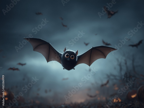 halloween background with loony bats
