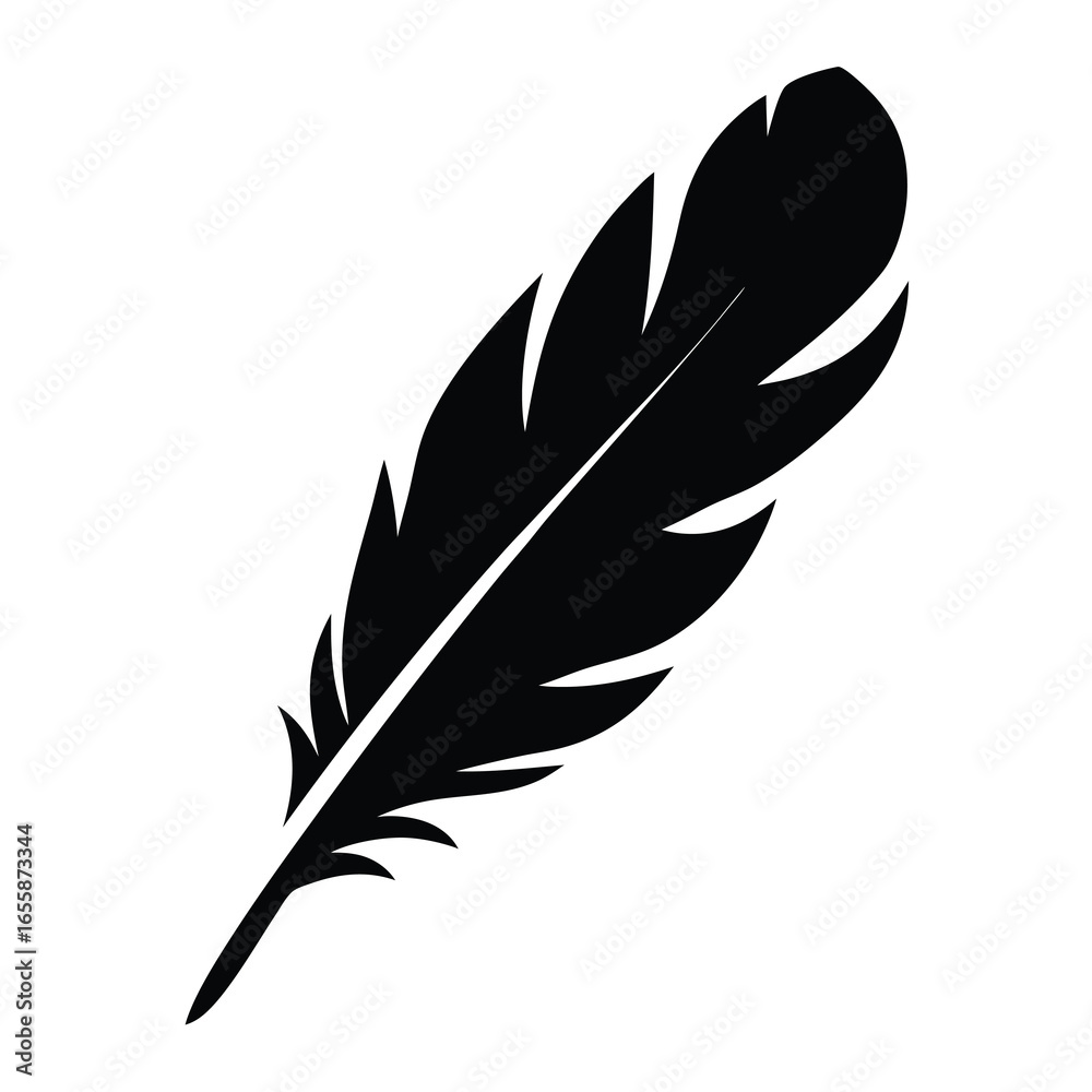 Fototapeta premium Elegant Black Feather Illustration on a with Artistic Flair