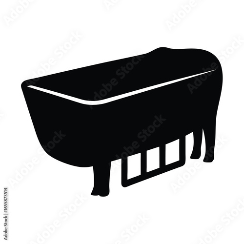 Elegant black silhouette of a Victorian era bathtub with ornate legs