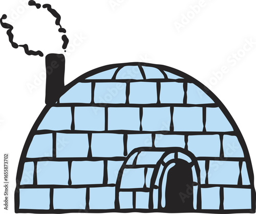 snow igloo house drawing illustration vector