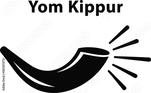 Illustration of a shofar for Yom Kippur, the Jewish Day of atonement, a time for repentance, prayer and fasting