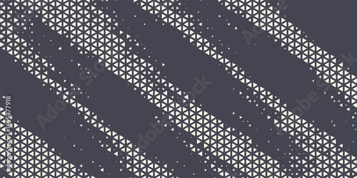 Triangular Halftone Texture Retrowave Vector Geometric Technology Abstract Background. Half Tone Triangles Retro Colored Pattern. Minimal 80s Style Dynamic Tech Structure Wallpaper