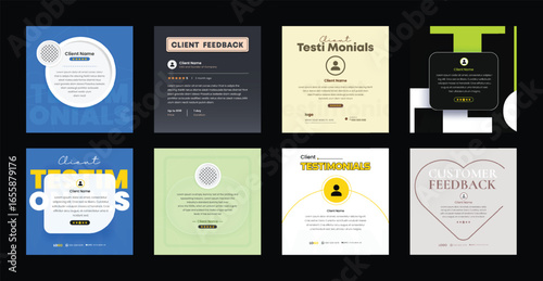 Clients feedback or testimonial social media post design template.