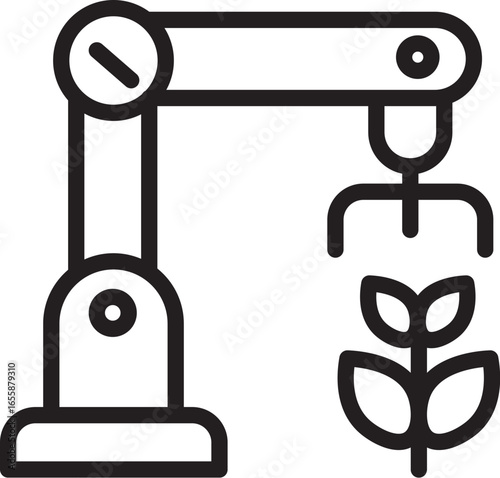 Robotic arm automation agriculture technology innovation plant growth sustainable smart farming efficiency. Robotic arm automates plant care agriculture symbolizing innovation efficiency