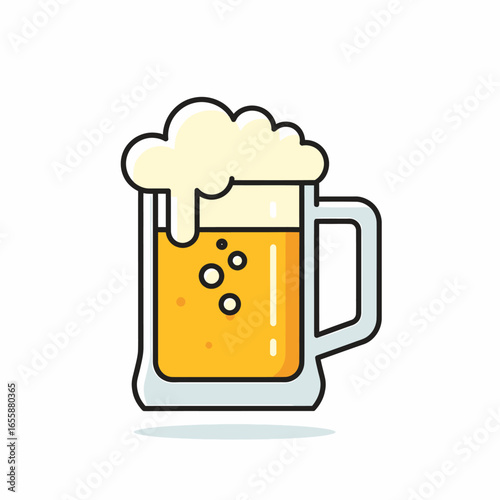 A frothy glass of beer, illustrated in a simple, cartoon style.