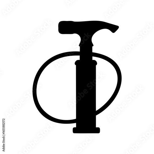 Black and White Silhouette of a Pump with a Circular Hose