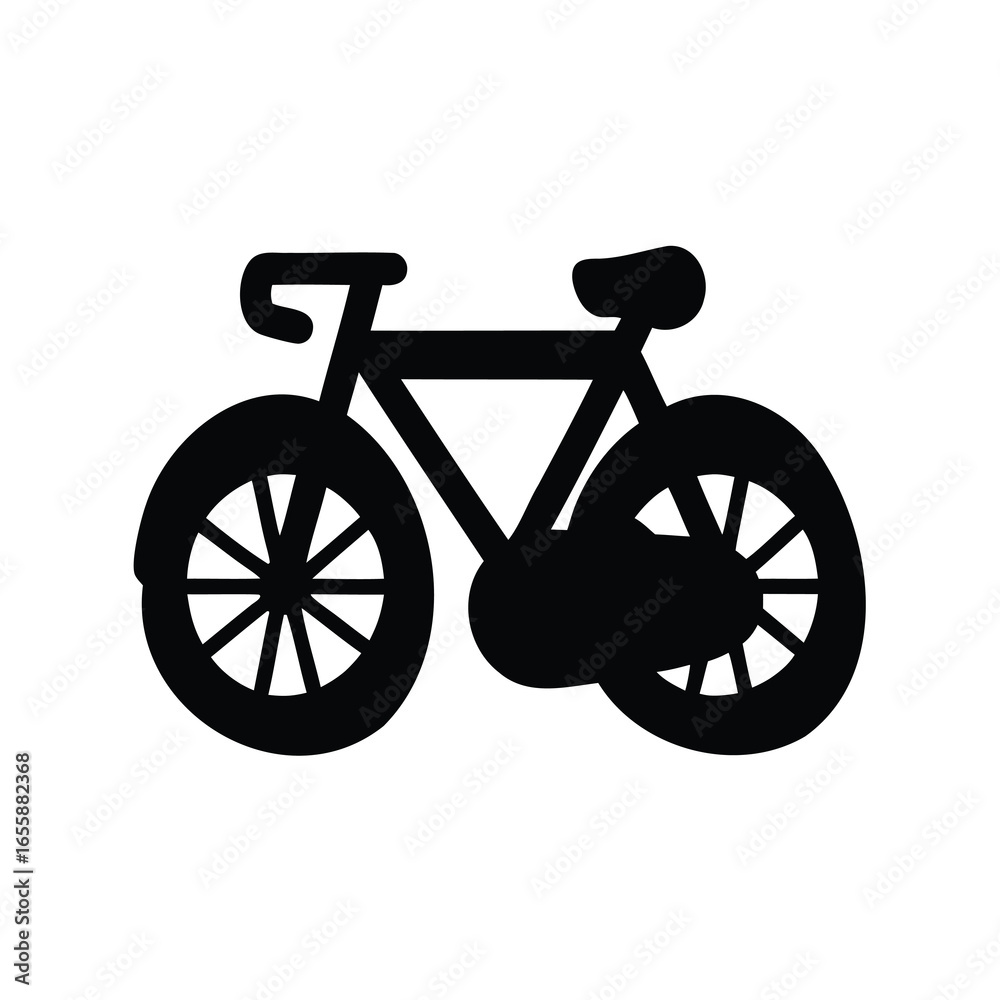 Fototapeta premium Silhouette of a bicycle with drop handlebars on a white background