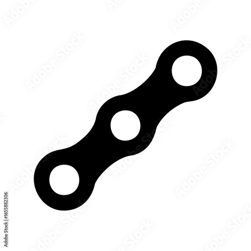 Stylized bike chain link illustration in black and white, isolated on white