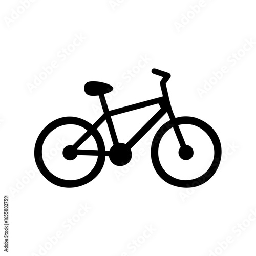 A minimalist black and white bike icon showcasing a bicycle side view