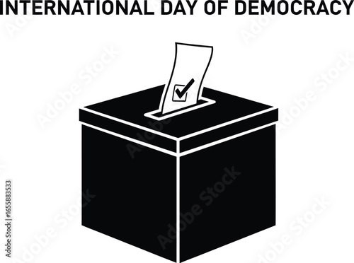 Illustration of a ballot box with a voting paper for the International Day of democracy