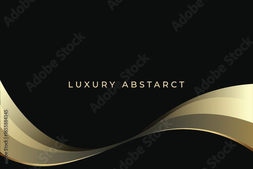 Luxury Black Background with Elegant Golden Wave Shapes for Premium Business, Invitation, and Modern Design