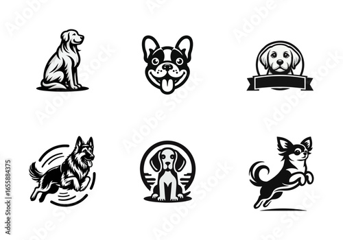 Dog Breeds Vector Logo Set
