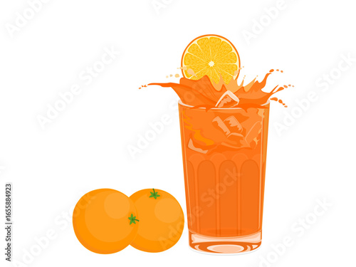 orange juice on a white background.