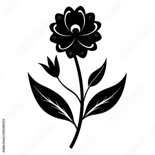 Tiny Floral Touch vector clean black silhouette design white background