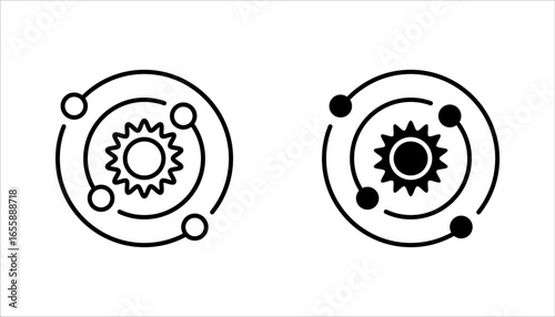 Solar System icon set, Thin line Icon of Set of Space. Stroke Pictogram Graphic for Web Design. vector illustration on white background