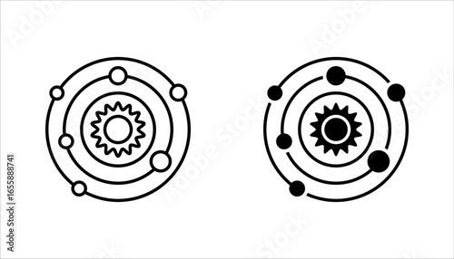 Solar System icon set, Thin line Icon of Set of Space. Stroke Pictogram Graphic for Web Design. vector illustration on white background