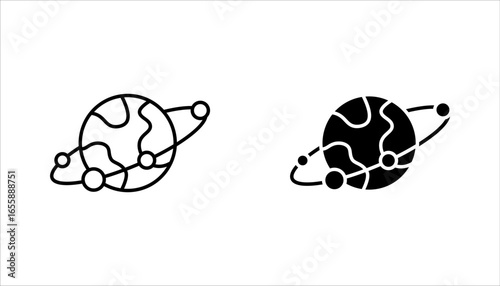 Solar System icon set, Thin line Icon of Set of Space. Stroke Pictogram Graphic for Web Design. vector illustration on white background