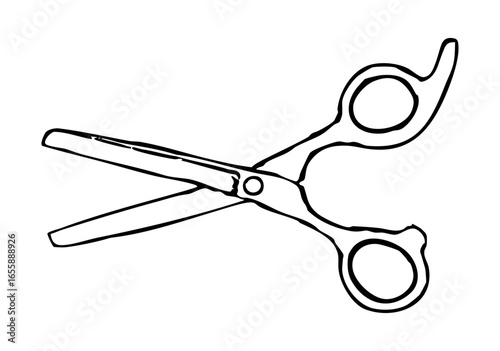 Hand-drawn illustration of scissors used by hairdressers