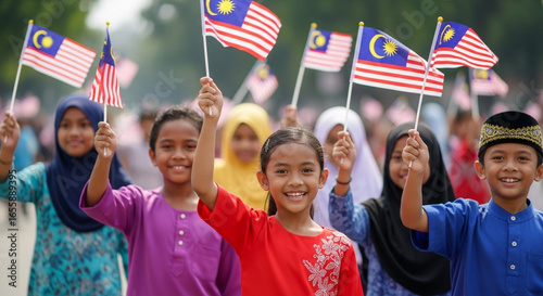 Malaysian Children Celebrating Independence Day