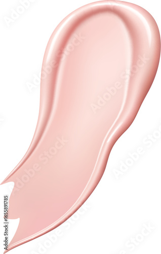 Pink foundation cream, realistic cosmetic swatch for skincare and makeup texture, vector smear. Glossy pink foundation cream swatch stroke for cosmetic concealer or skin blush smudge and lip gloss