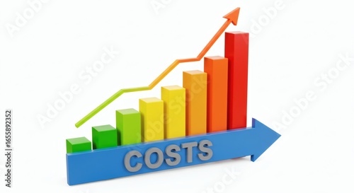 Rising Costs Chart Colorful Bar Graph with Arrow on White. Free Download Rising Costs Chart Colorful Bar Graph with Arrow on White. - GFXLoad