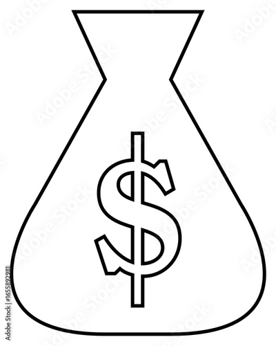 Black Outline Dollar Money Bag Icon to Bring a Lot of Money