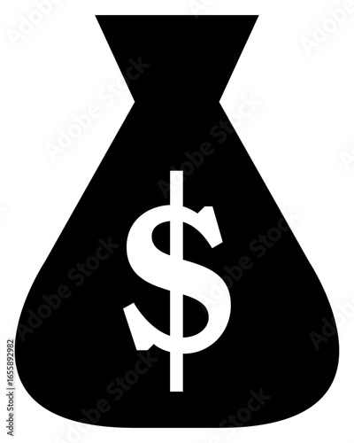 Black Silhouette Dollar Money Bag Icon to Bring a Lot of Money