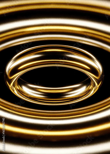 Shiny Metallic Golden Circles 3D Abstract Rings Background Luxury Futuristic Design