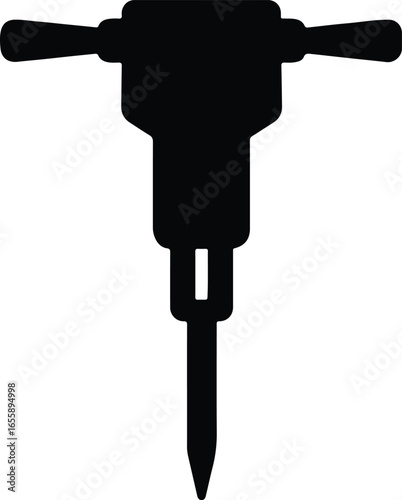 Vector Jackhammer tool construction industrial equipment black shape silhouette Illustrator