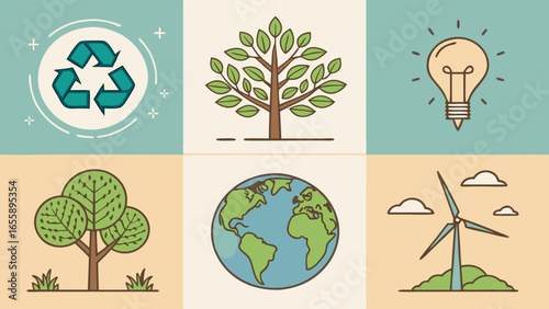 Eco-Friendly Icons Nature, Recycling, and Sustainable Energy