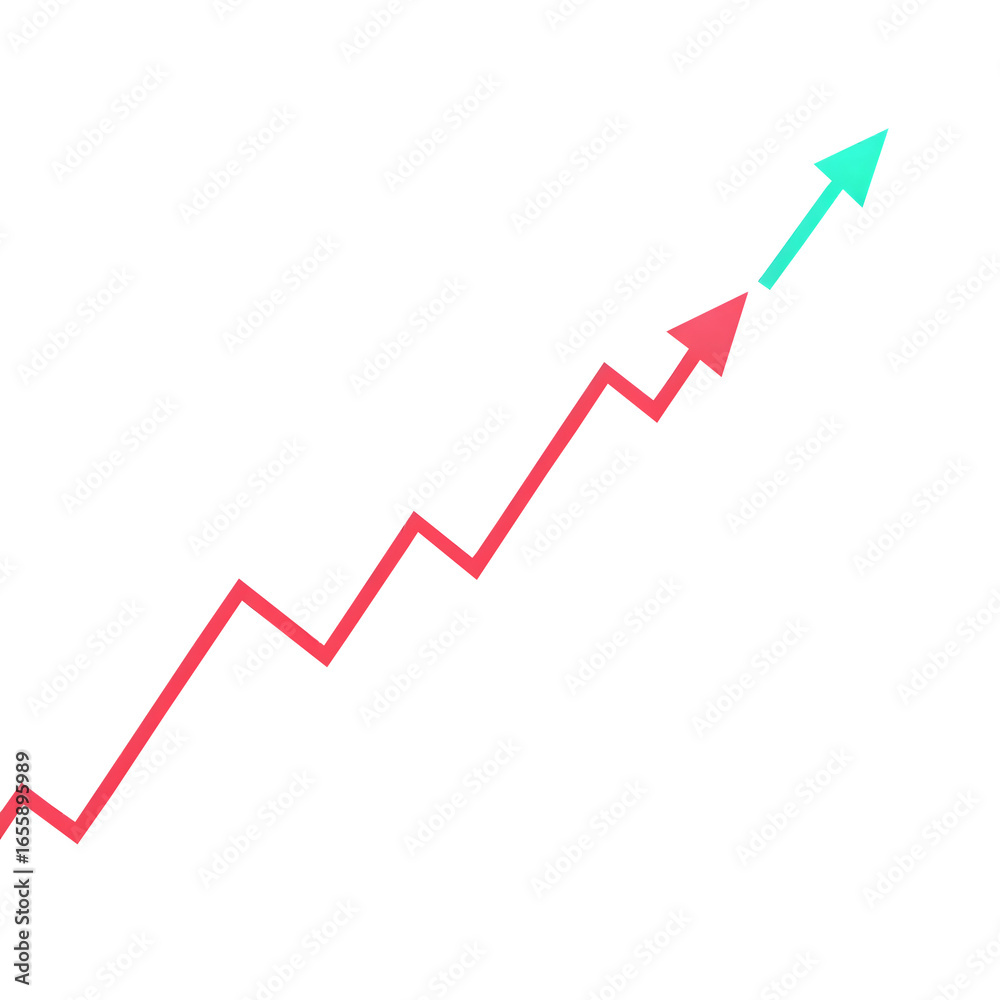 Upward trending arrow graph showing growth and success on black background Upward trending arrow graph showing growth and success on black background