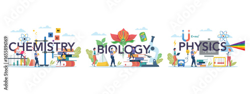 Science lab and school class with science elements