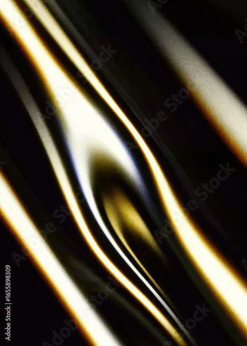 Golden Metallic Abstract Circular Rings Futuristic 3D Luxury Modern Shiny Digital Artwork