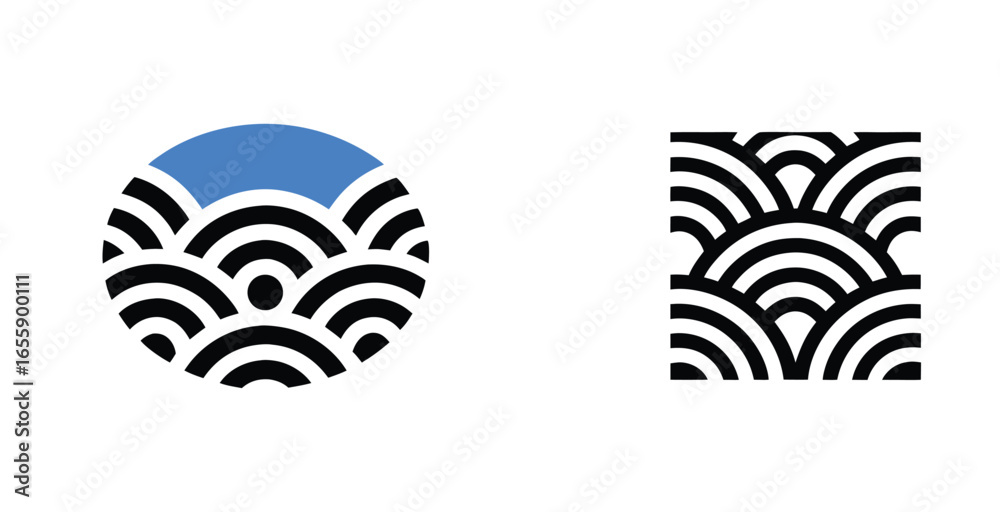 custom made wallpaper toronto digitalJapanese wave pattern in traditional wavy vector art design set