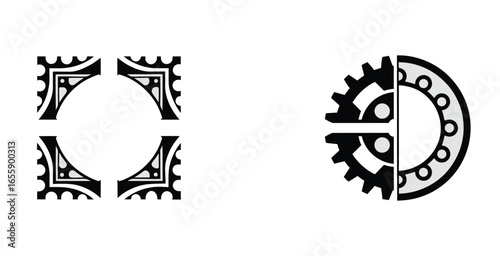 Steampunk style border frame with gears vector logotype design