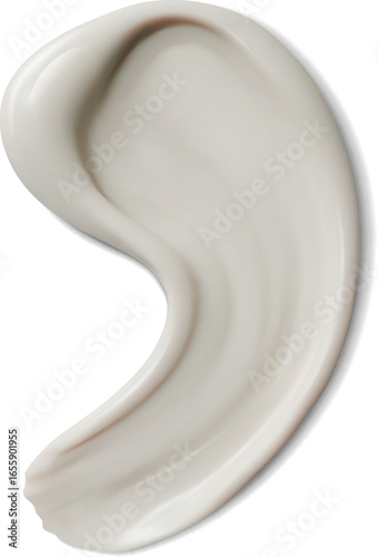 White cream swatch, skincare cosmetic stroke. Realistic 3d vector smear with smooth texture. Isolated rich and hydrating creamy moisturizer. Skincare, beauty, cosmetics product, lotion for face care