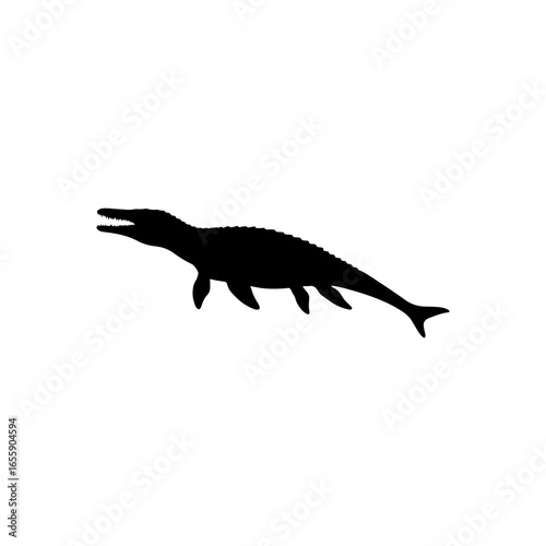 Mosasaurus silhouette vector flat illustration design.