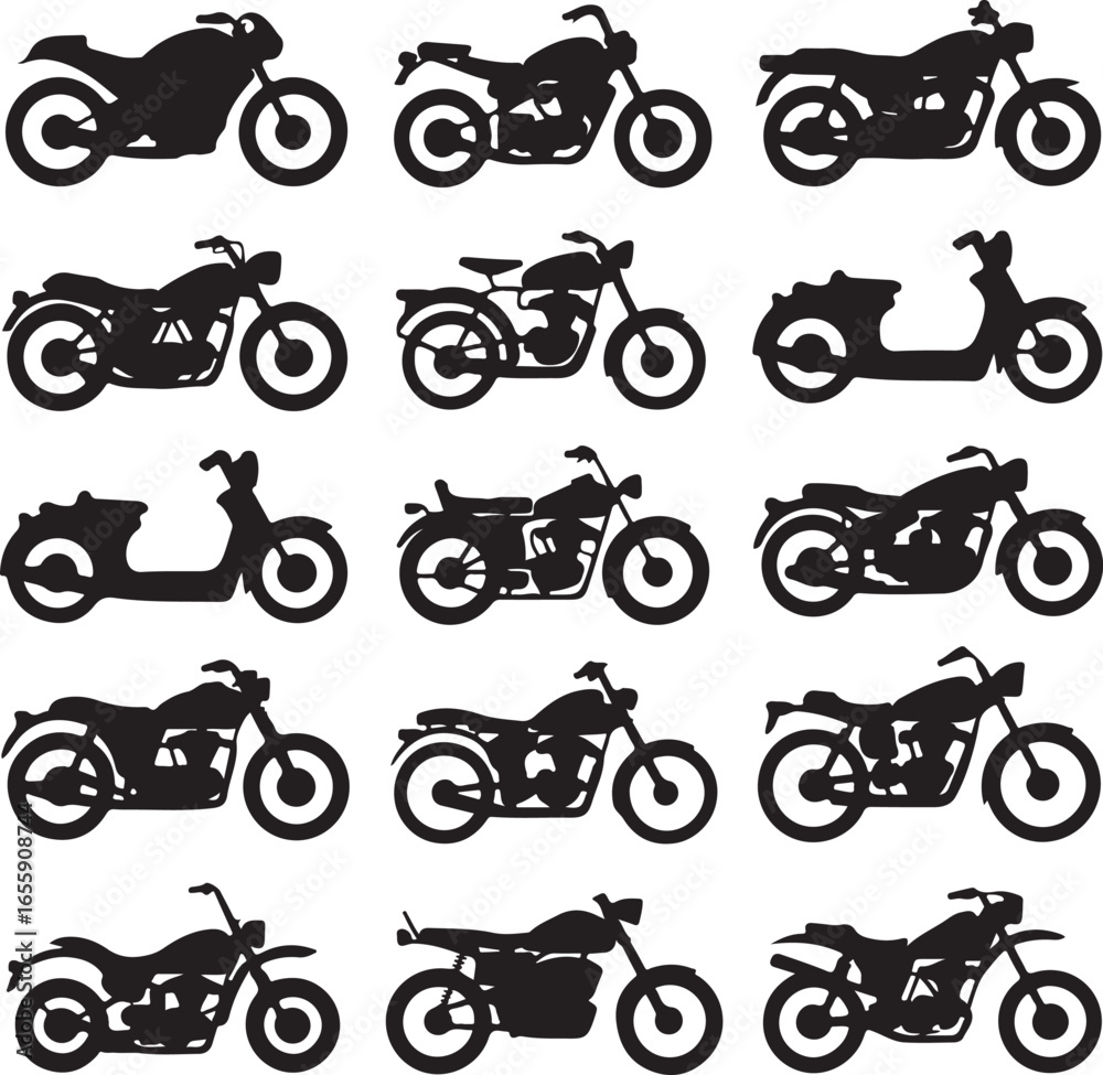 Obraz premium Skeleton Rider on Motorcycle Vector IllustrationBiker Skeleton Silhouette with Flames Artwork