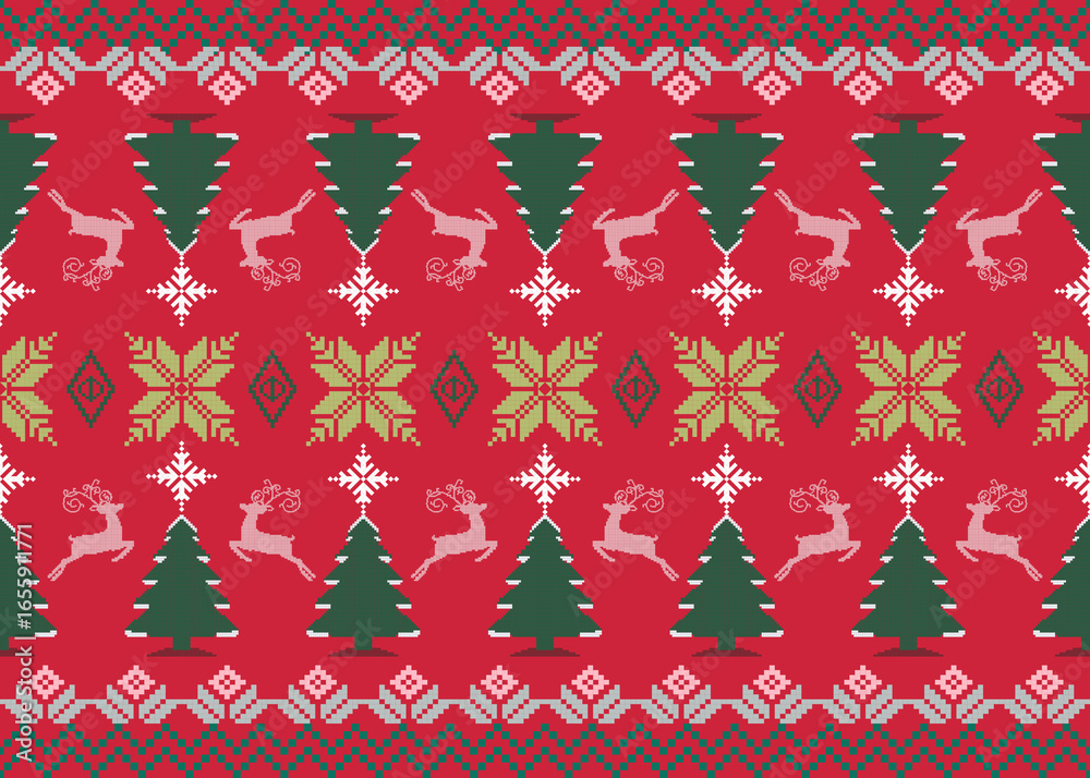 Christmas Sweater Pattern: A Holiday Reindeer and Evergreen Forest