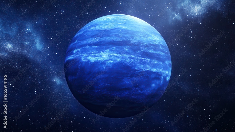 Fototapeta premium Stunning Blue Planet Surrounded by Stars in Expansive Universe