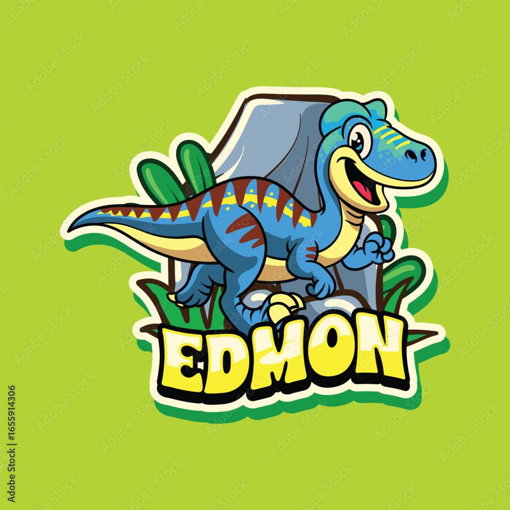 Fototapeta premium Edmontosaurus Dinosaur Cartoon character sticker illustration