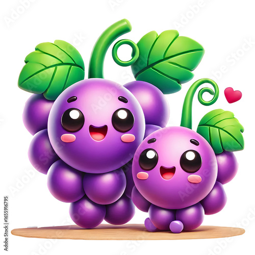 Cute 3d grape design isolated on white background