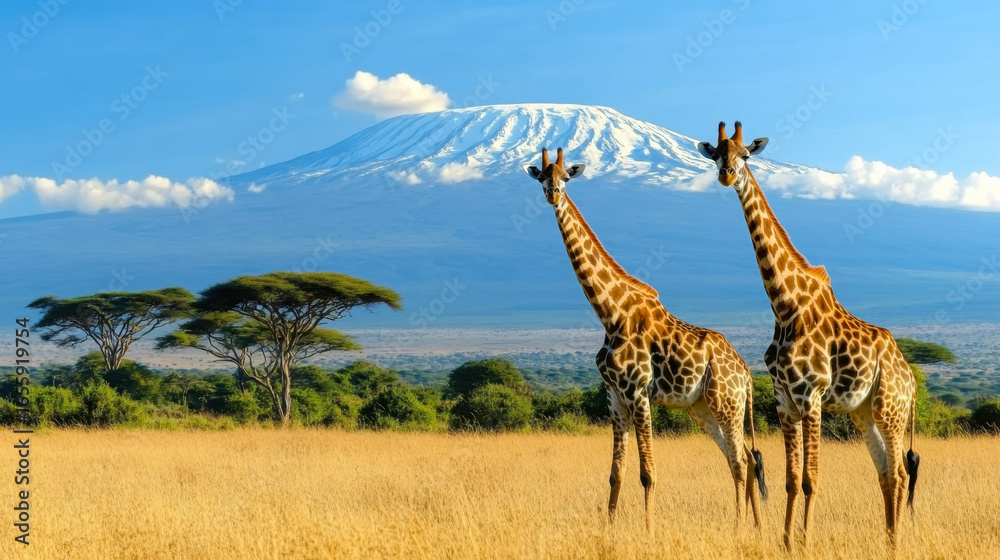 Fototapeta premium giraffe on mount background