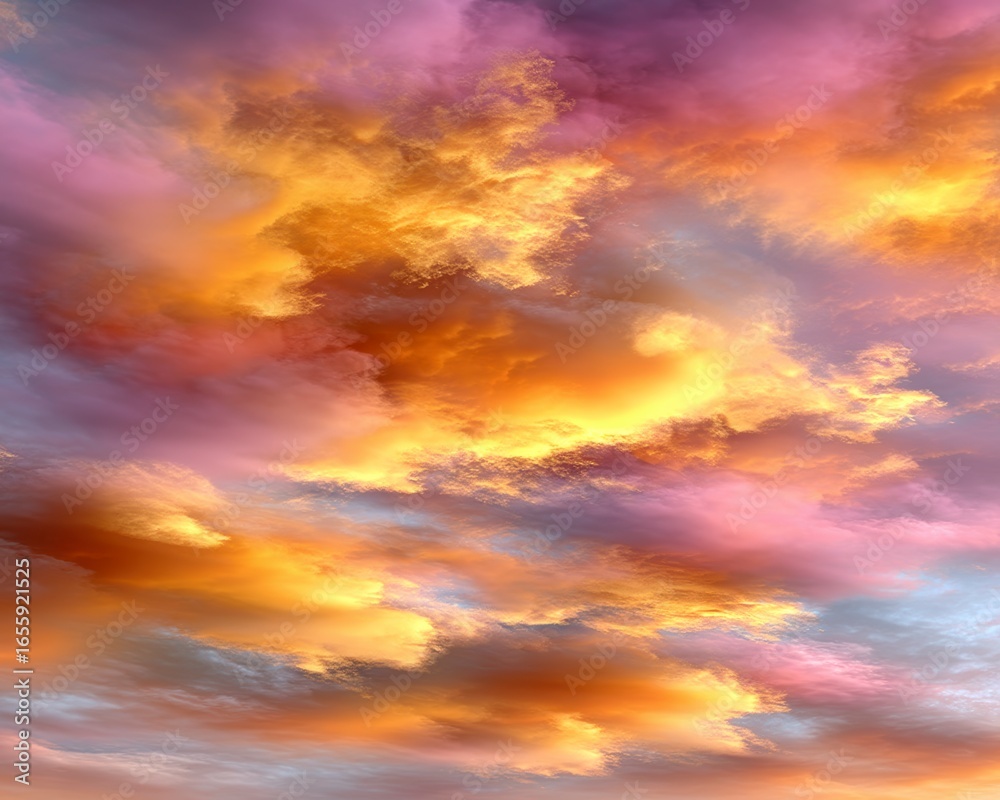 Fototapeta premium Abstract Sunset Sky Golden and Purple Cloudscape
